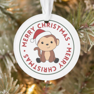 Monkey Christmas Snow Winter Animals Monkeys Ornam Ornament