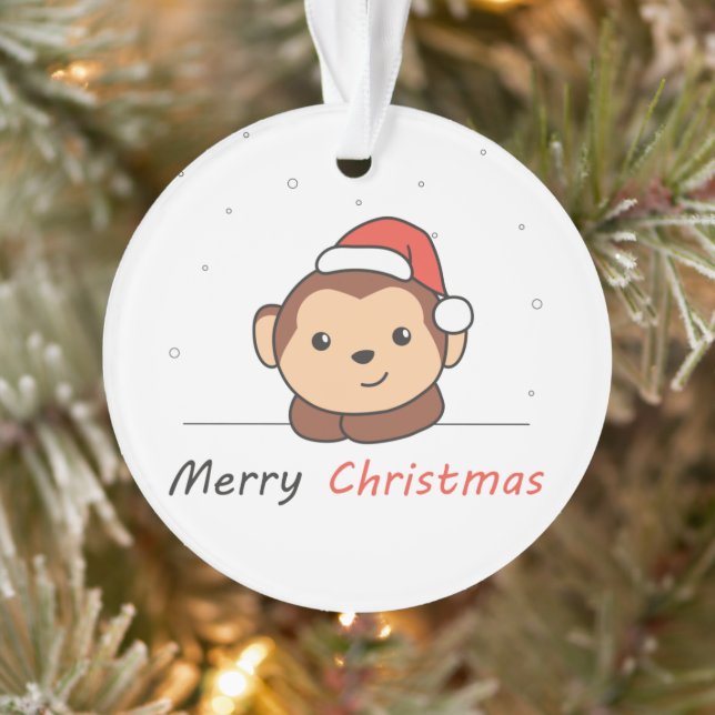 Monkey Christmas Snow Winter Animals Monkeys Ornament (Tree)