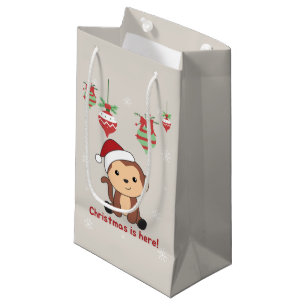 Monkey Christmas Snow Winter Animals Monkeys Small Gift Bag