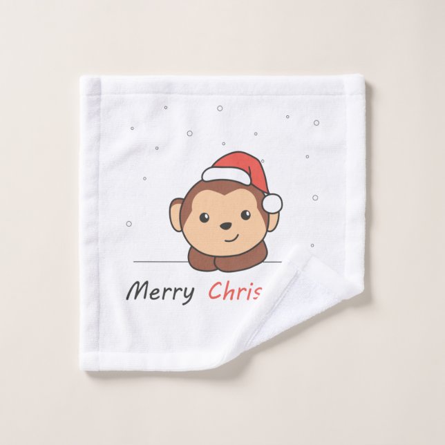 Monkey Christmas Snow Winter Animals Monkeys Wash Cloth (Wash Cloth)