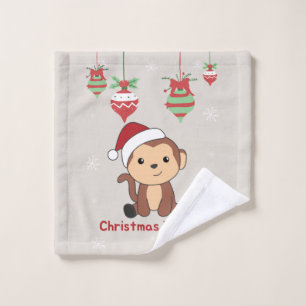 Monkey Christmas Snow Winter Animals Monkeys Wash  Cloth
