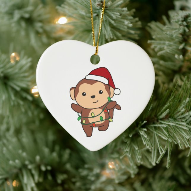 Monkey Christmas Winter Animals Monkeys Ceramic Or Ceramic Tree Decoration (Tree)