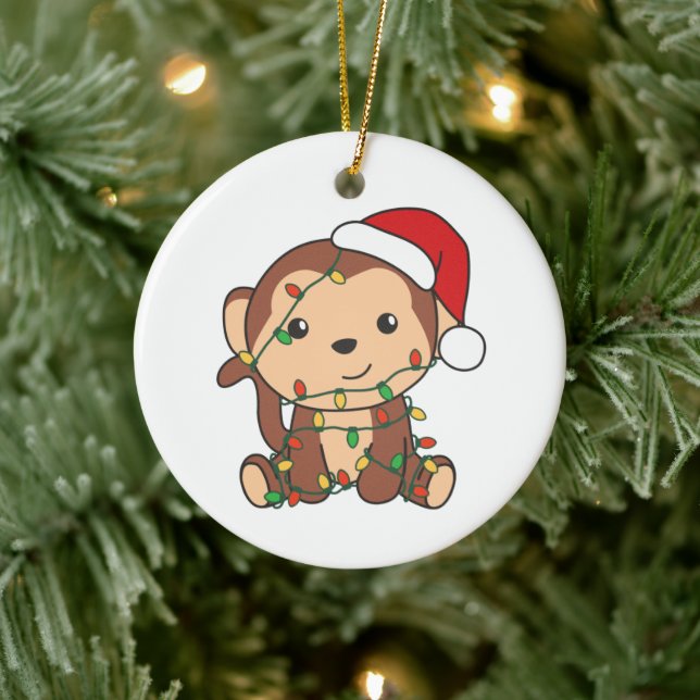Monkey Christmas Winter Animals Monkeys Ceramic Tree Decoration (Tree)