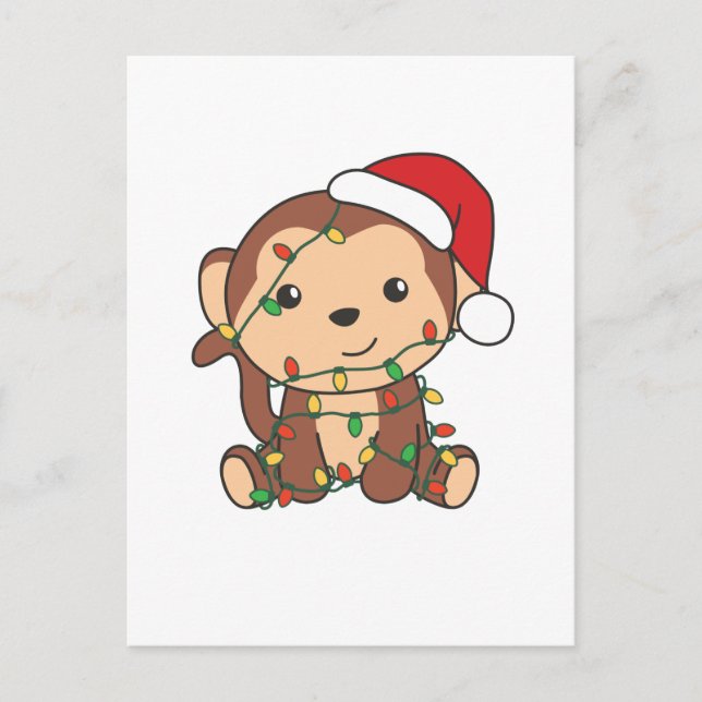 Monkey Christmas Winter Animals Monkeys Holiday Postcard (Front)