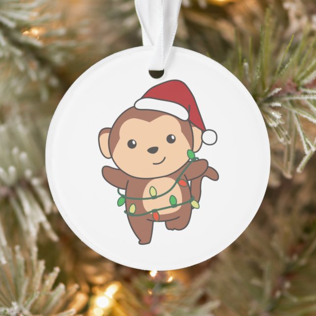 Monkey Christmas Winter Animals Monkeys Ornament (Tree)