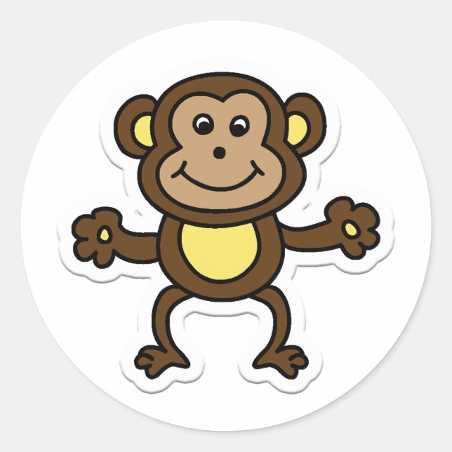 monkey classic round sticker (Front)