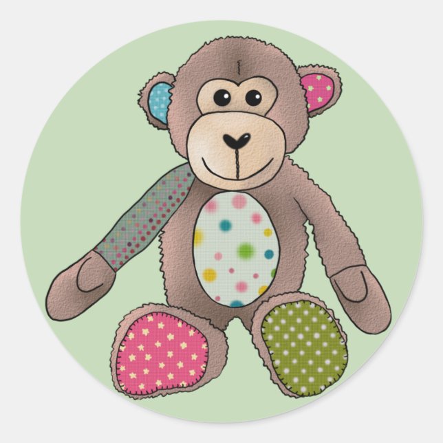 monkey classic round sticker (Front)
