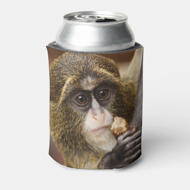 Monkey Climbing Tree Photo Can Cooler (Can Back)