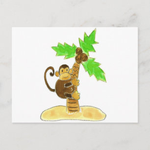 monkey climbing tree postcard