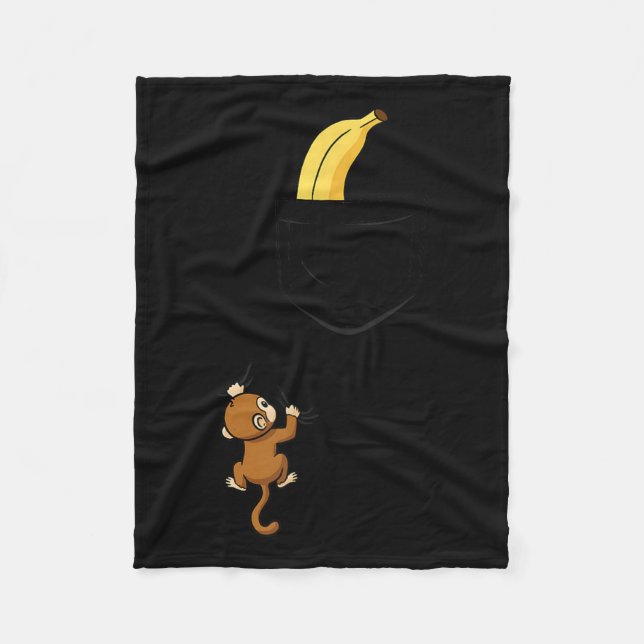 Monkey Climbs For Banana Funny Animal Cket Design  Fleece Blanket (Front)