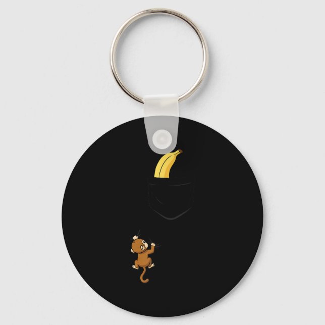 Monkey Climbs For Banana Funny Animal Cket Design  Key Ring (Front)