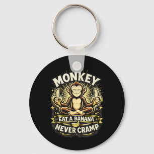 Monkey Cramp Funny Jungle Humour Design Banana Key Ring