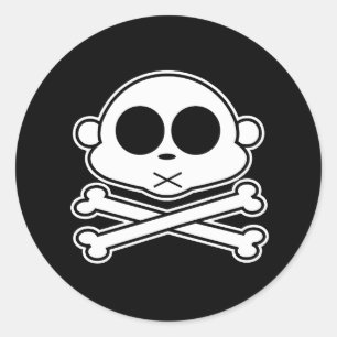 Monkey Cross Bone Classic Round Sticker