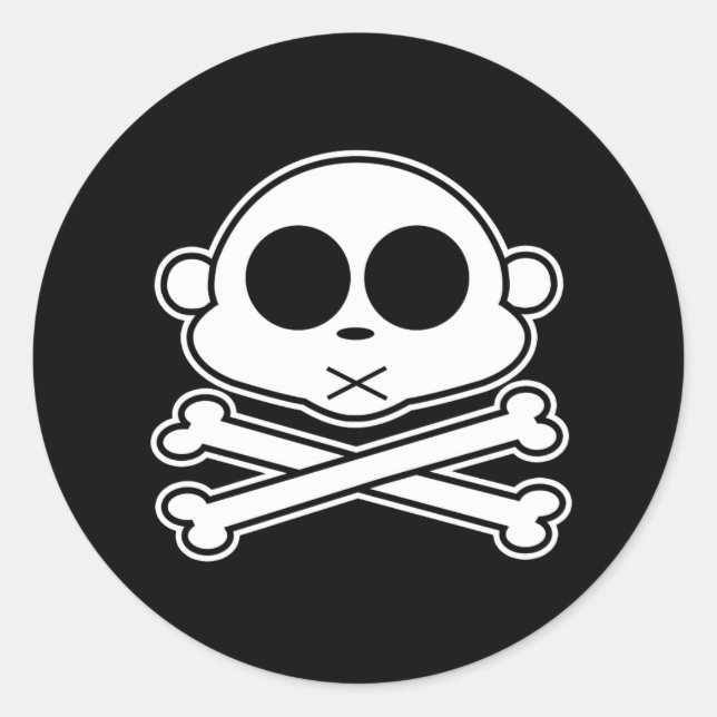 Monkey Cross Bone Classic Round Sticker (Front)