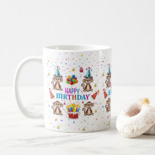 Monkey Cupcake Happy Birthday Mug