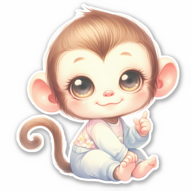 Monkey Custom Cut Scrapbooking Sticker (Front)