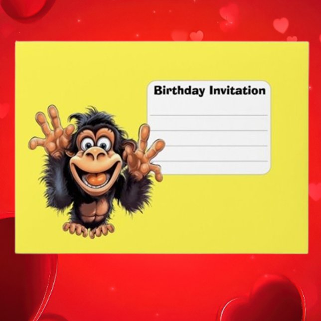 Monkey Cute Birthday Invitation Envelope (Fun  Yellow monkey Envelope)