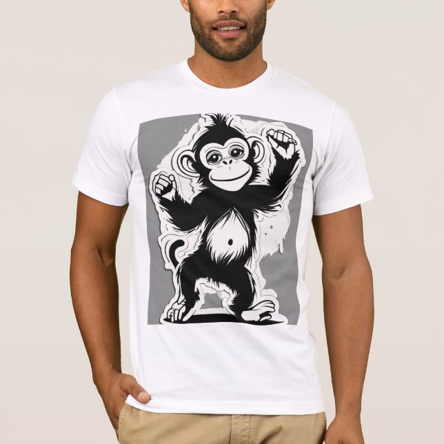 Monkey Dancing Sticker Style Illustration - Bella+ T-Shirt (Front)