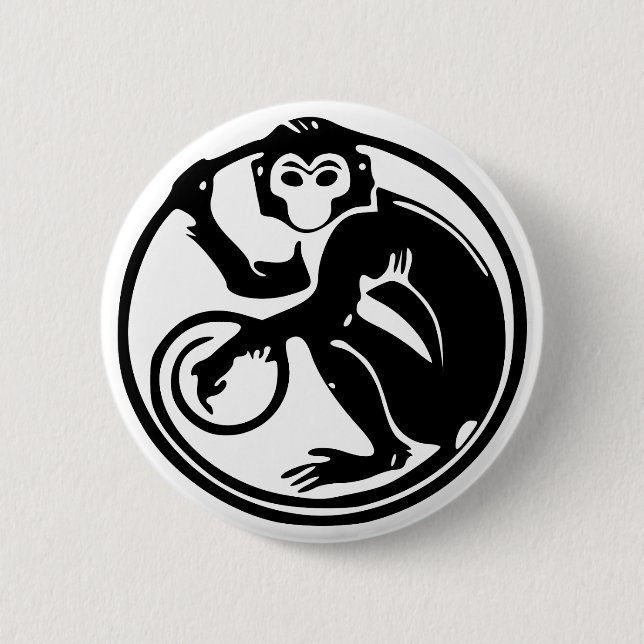 Monkey Design 6 Cm Round Badge (Front)