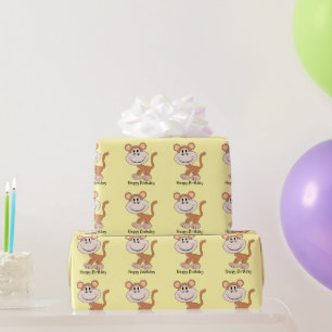 Monkey Design Any Background Colour Birthday Gift Wrapping Paper