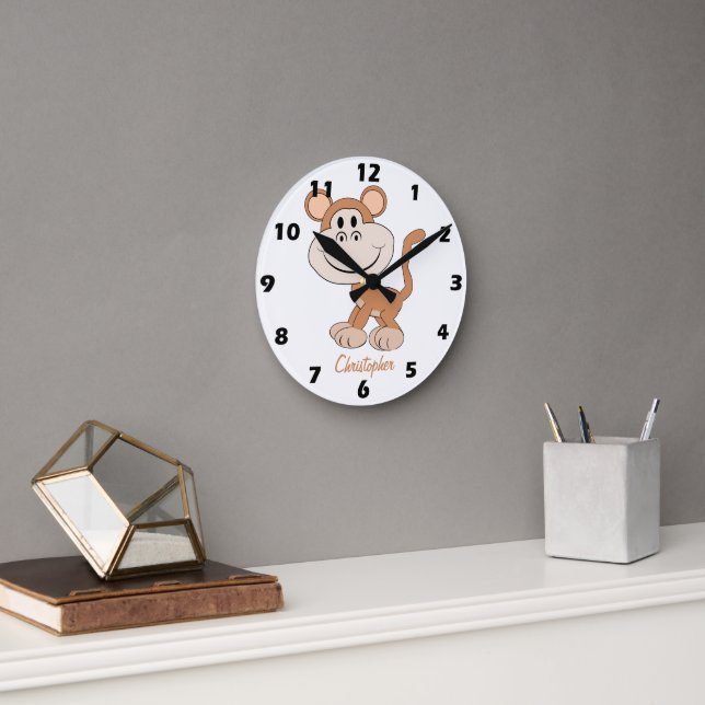 Monkey Design Personalised Round Clock (Office)