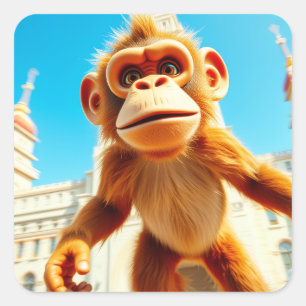 Monkey Design Square Sticker