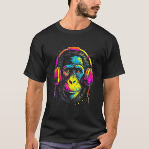 Monkey DJ with Headphones Music Deejay Disc Jocke T-Shirt
