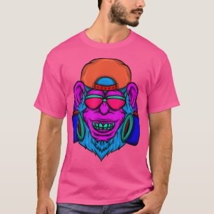 Monkey DJ Zookeeper Music Lover Primate Retro 80'S T-Shirt
