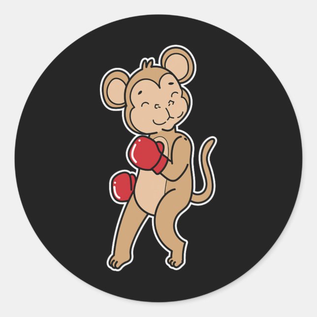 Monkey Does Boxing  Classic Round Sticker (Front)