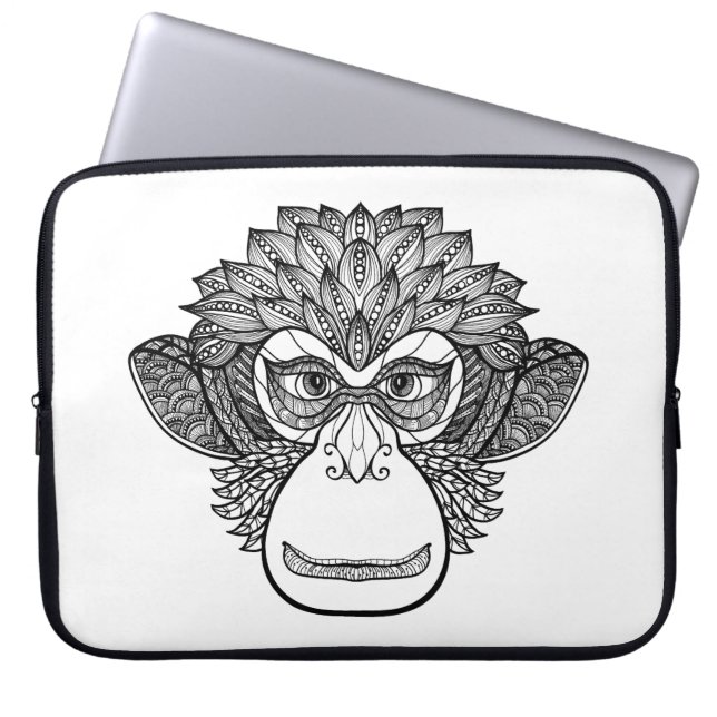 Monkey Doodle Face Laptop Sleeve (Front)