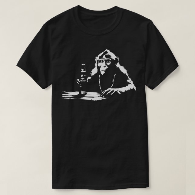monkey drinking beer T-Shirt (Design Front)