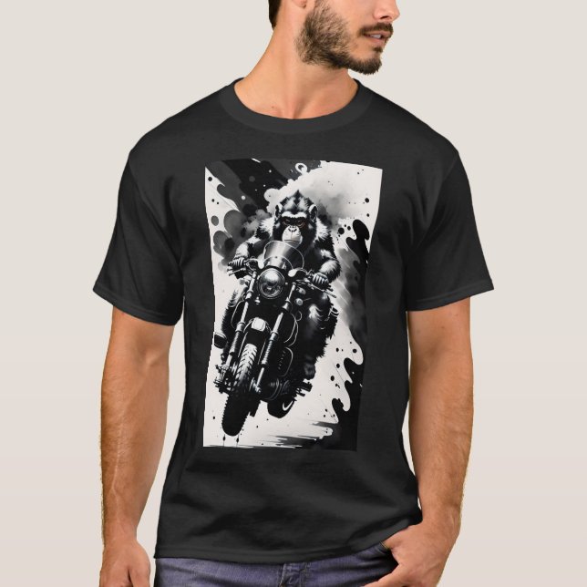 Monkey driving motorcycle T-Shirt (Front)