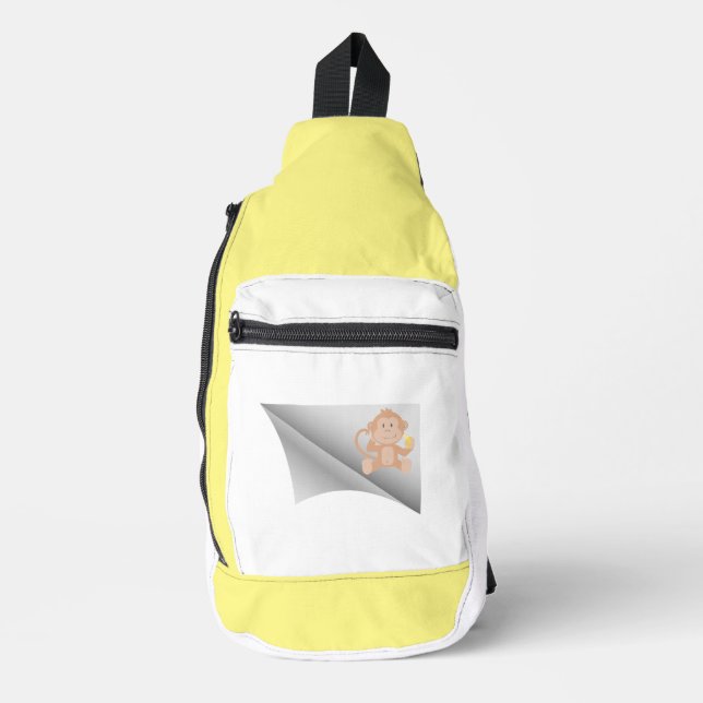 monkey eat banana under the patch sling bag (Front)