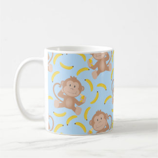 Monkey Eating Banana Blue Coffee Mug