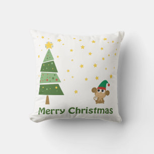 Monkey Elf Christmas Scene Cushion