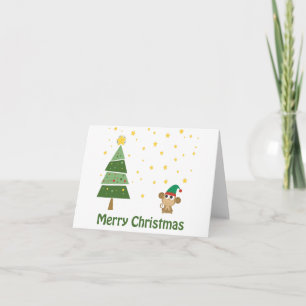 Monkey Elf Christmas Scene Holiday Card