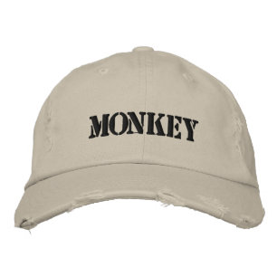 MONKEY EMBROIDERED BASEBALL HAT
