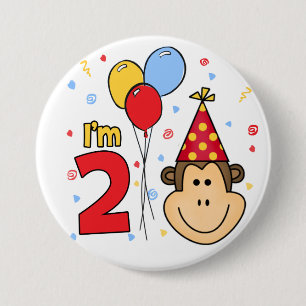 Monkey Face 2nd Birthday 7.5 Cm Round Badge