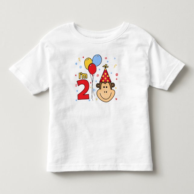 Monkey Face  2nd Birthday Toddler T-Shirt (Front)