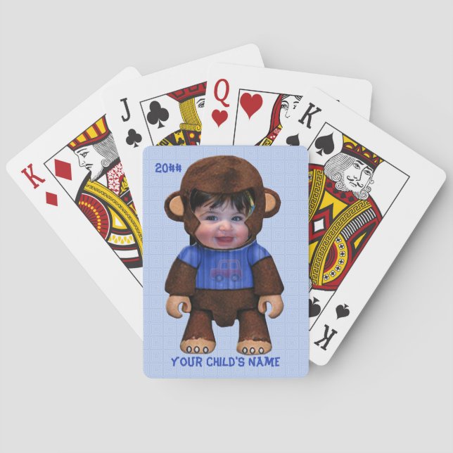 Monkey Face - Boy (Personalised Playing Cards) Playing Cards (Back)