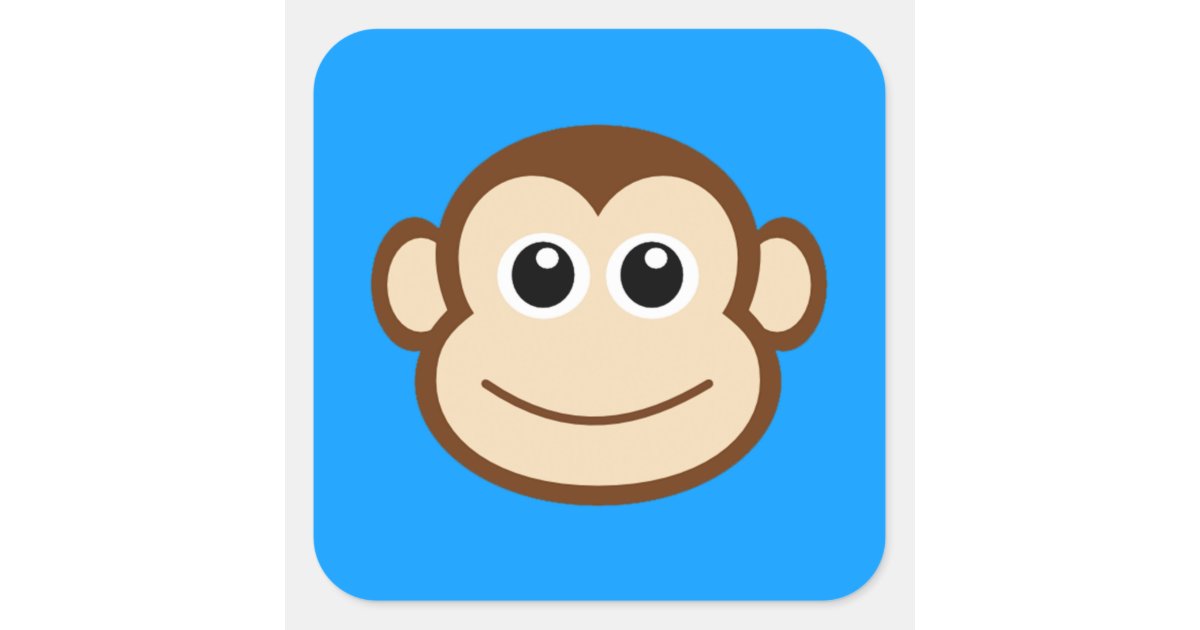 Monkey Face Cartoon Square Sticker | Zazzle