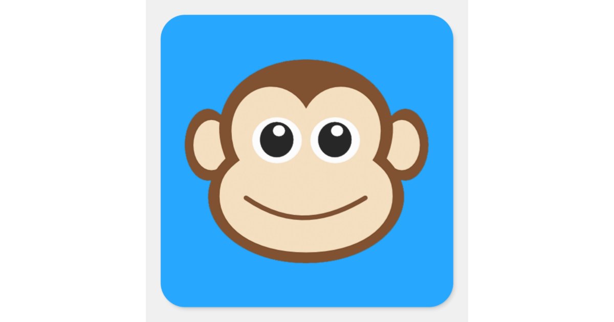 Monkey Face Cartoon Square Sticker | Zazzle Monkey Face Cartoon Square Sticker | Zazzle