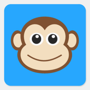 Monkey Face Cartoon Square Sticker