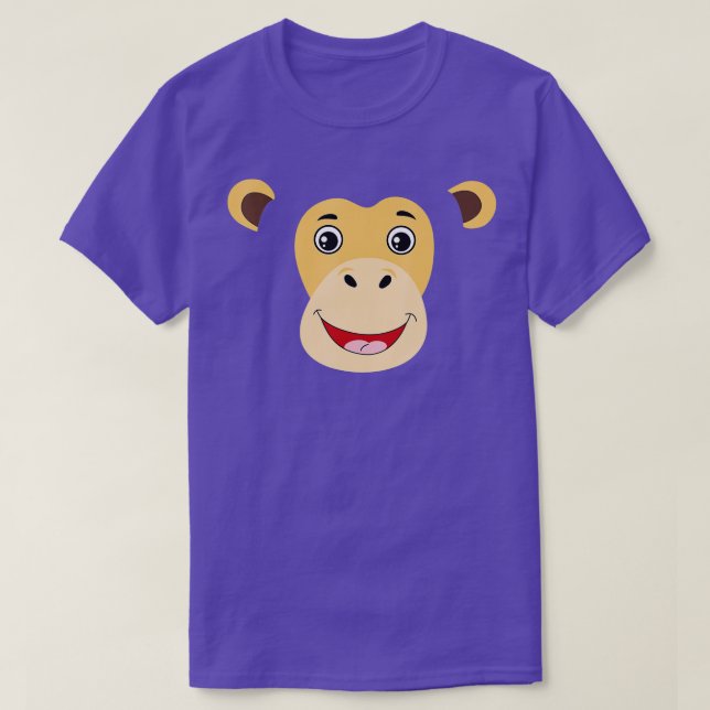 Monkey Face Costume Cute Easy Animal Halloween Gif T-Shirt (Design Front)