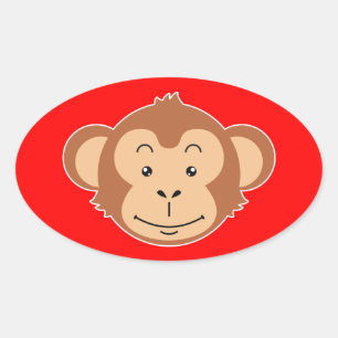 Monkey Face Oval Sticker