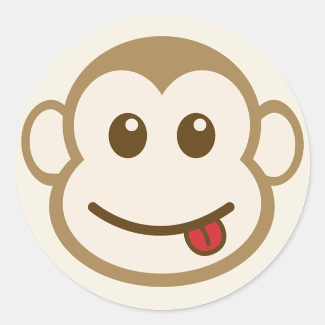 Monkey Face Vector Art Classic Round Sticker (Front)