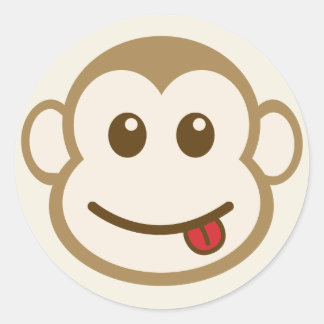 Monkey Face Vector Art Classic Round Sticker