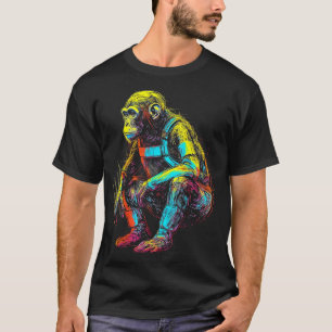 Monkey Fanatsy Chimpanzee Colourful Art Animal Mot T-Shirt