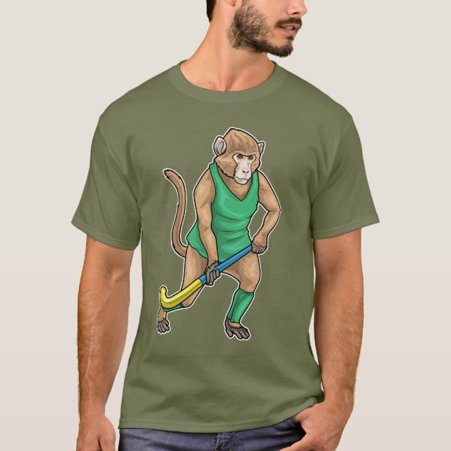 Monkey Field hockey Hockey stick T-Shirt (Front)