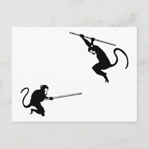 Monkey Fight Postcard